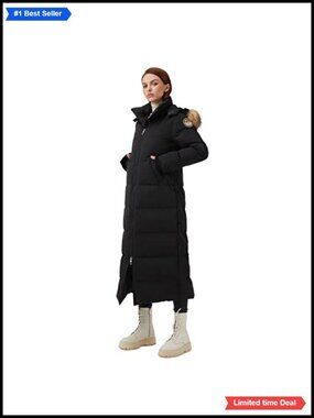 Long Down Puffer Parka Quilted Hooded Winter Coat 750 Fill